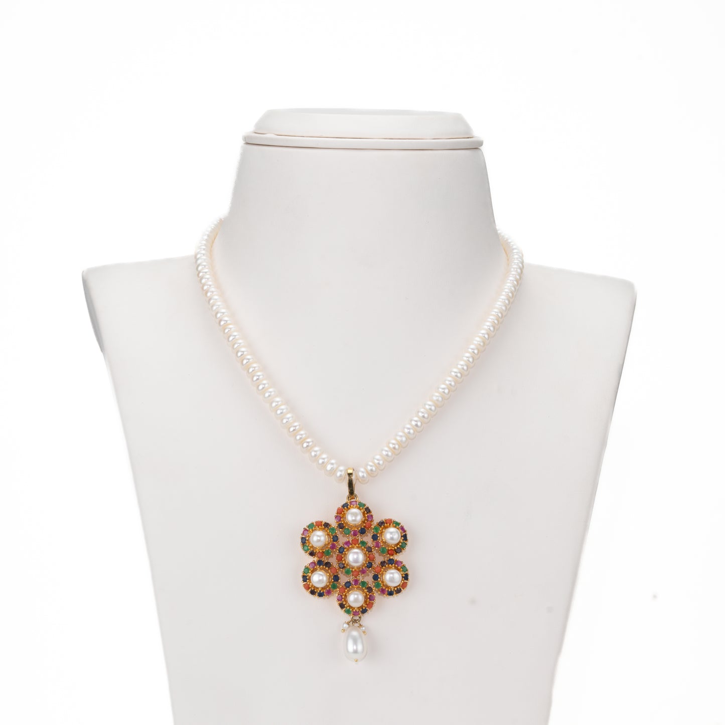 Fancy Multicolor Stone Freshwater Pearl Necklace Set