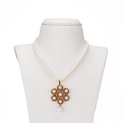 Fancy Multicolor Stone Freshwater Pearl Necklace Set