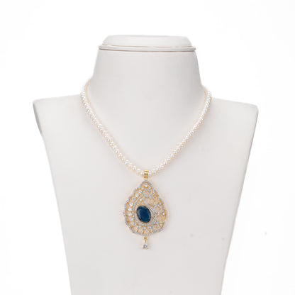 Lavish Blue Stone Freshwater Pearl Necklace Set
