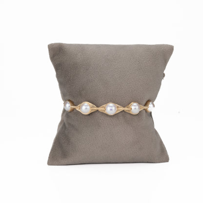 Refined White Near Round Freshwater Pearl Bracelet