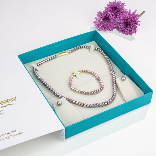 Lavender Grading Freshwater Pearl Necklace Gift Box
