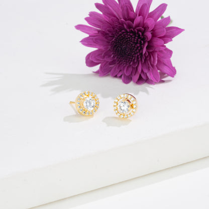 Timeless Round-Cut Changeable Frame Stud Earrings with Multi-Coloured Stones Box