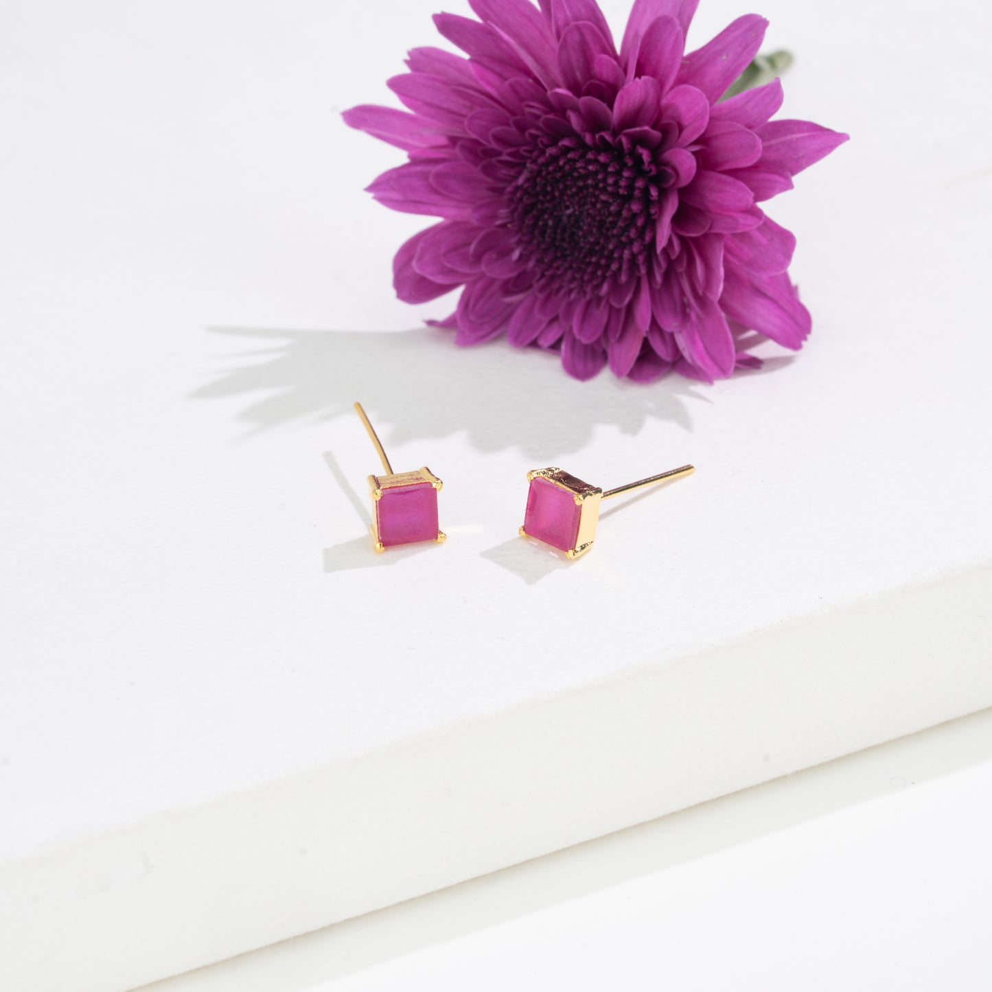 Radiant Square-Cut Changeable Frame Stud Earrings with Multi-Coloured Stones Box
