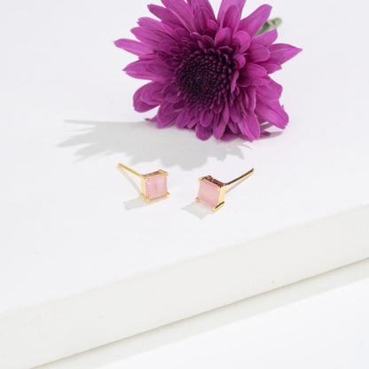 Radiant Square-Cut Changeable Frame Stud Earrings with Multi-Coloured Stones Box