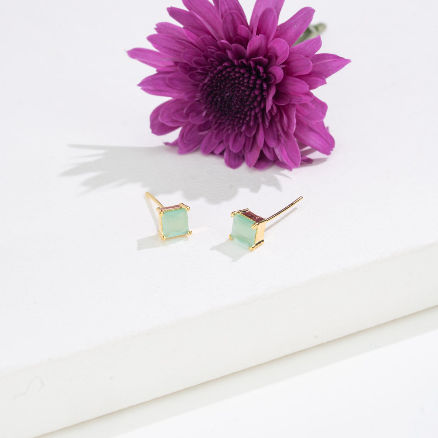 Radiant Square-Cut Changeable Frame Stud Earrings with Multi-Coloured Stones Box