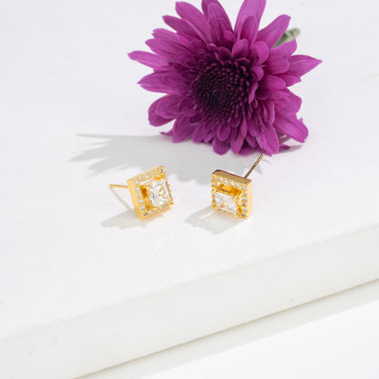 Radiant Square-Cut Changeable Frame Stud Earrings with Multi-Coloured Stones Box
