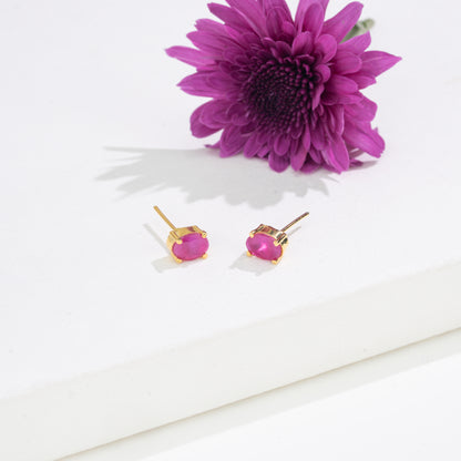Elegant Oval-Cut Changeable Frame Stud Earrings with Multi-Coloured Stones