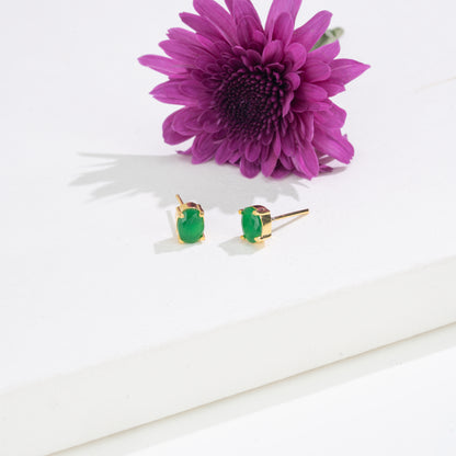 Elegant Oval-Cut Changeable Frame Stud Earrings with Multi-Coloured Stones