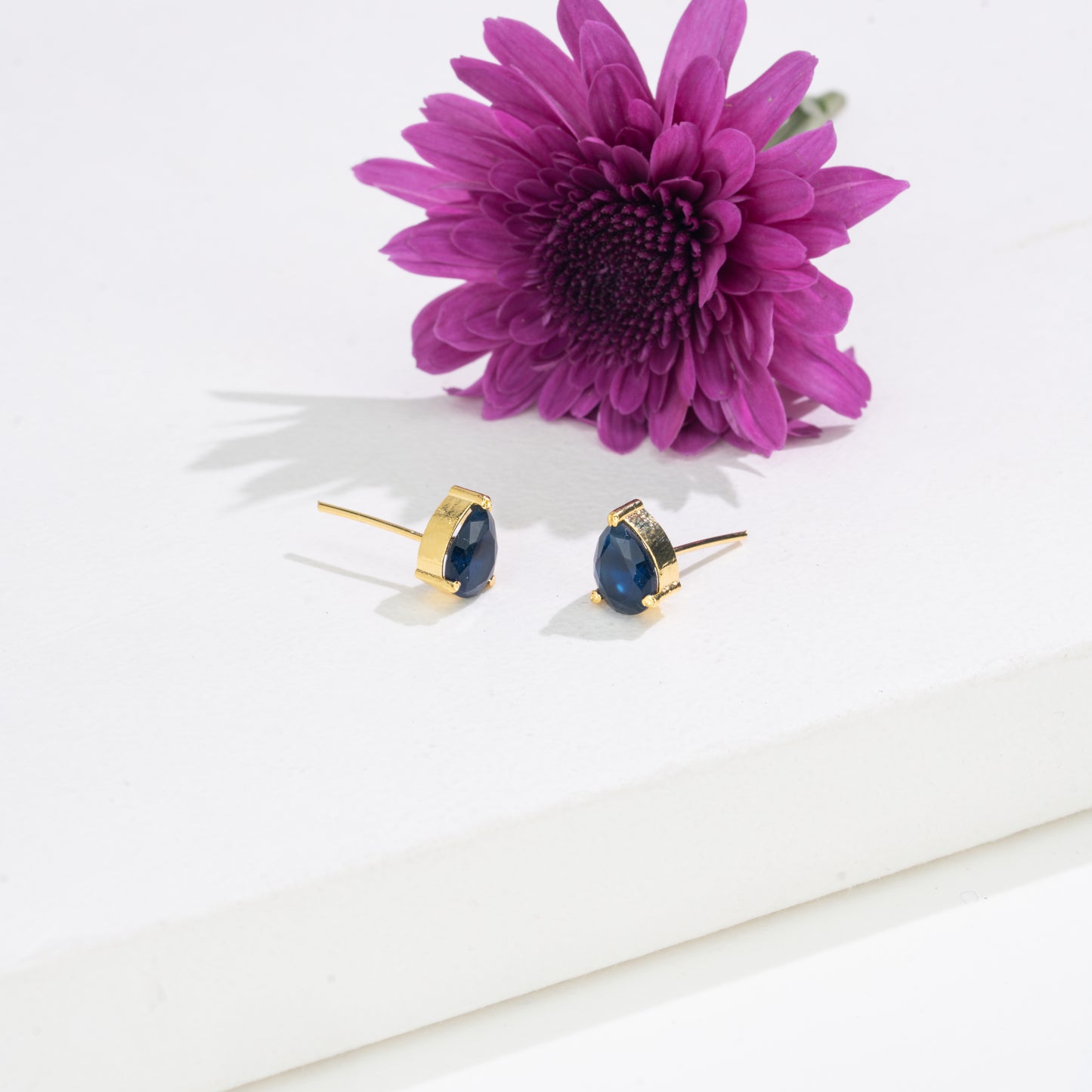 Graceful Pear Changeable Frame Stud Earrings with Multi-Coloured Stones