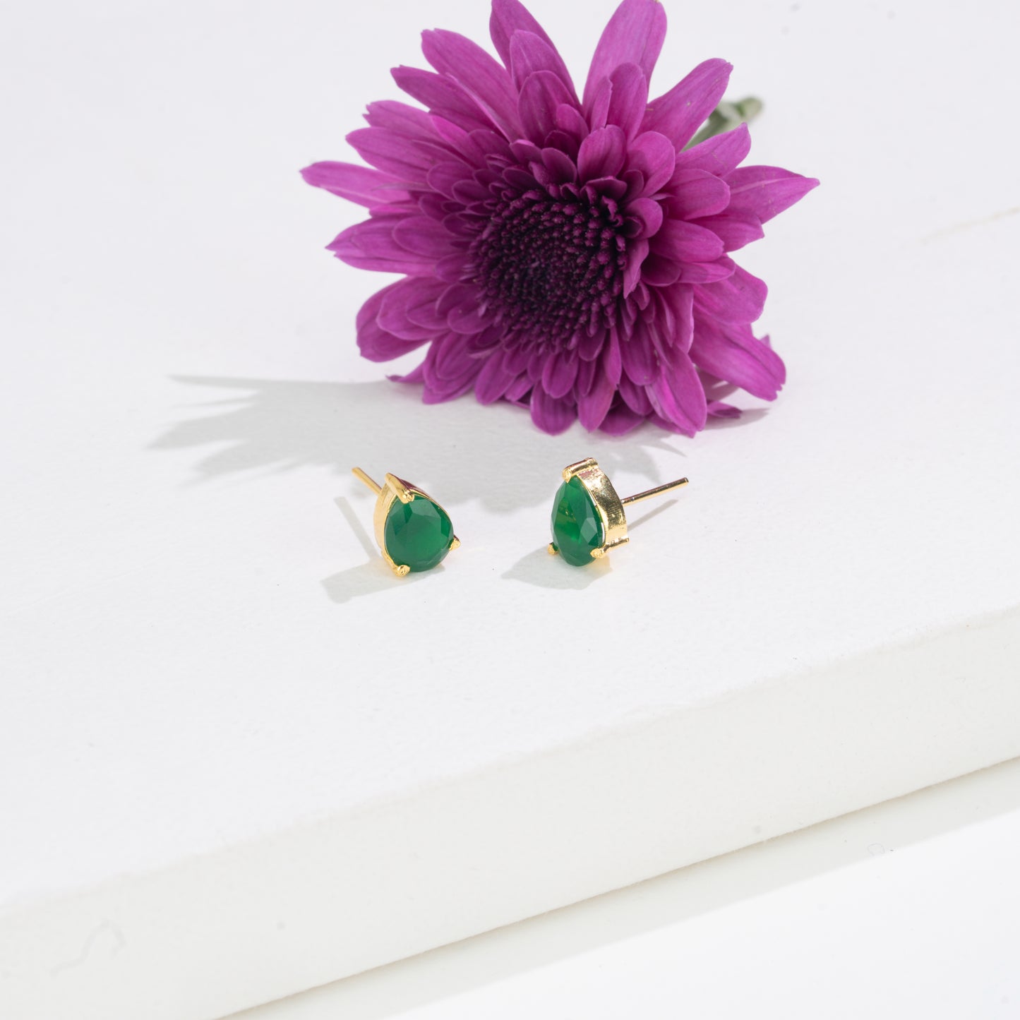 Graceful Pear Changeable Frame Stud Earrings with Multi-Coloured Stones