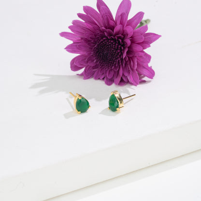 Graceful Pear Changeable Frame Stud Earrings with Multi-Coloured Stones