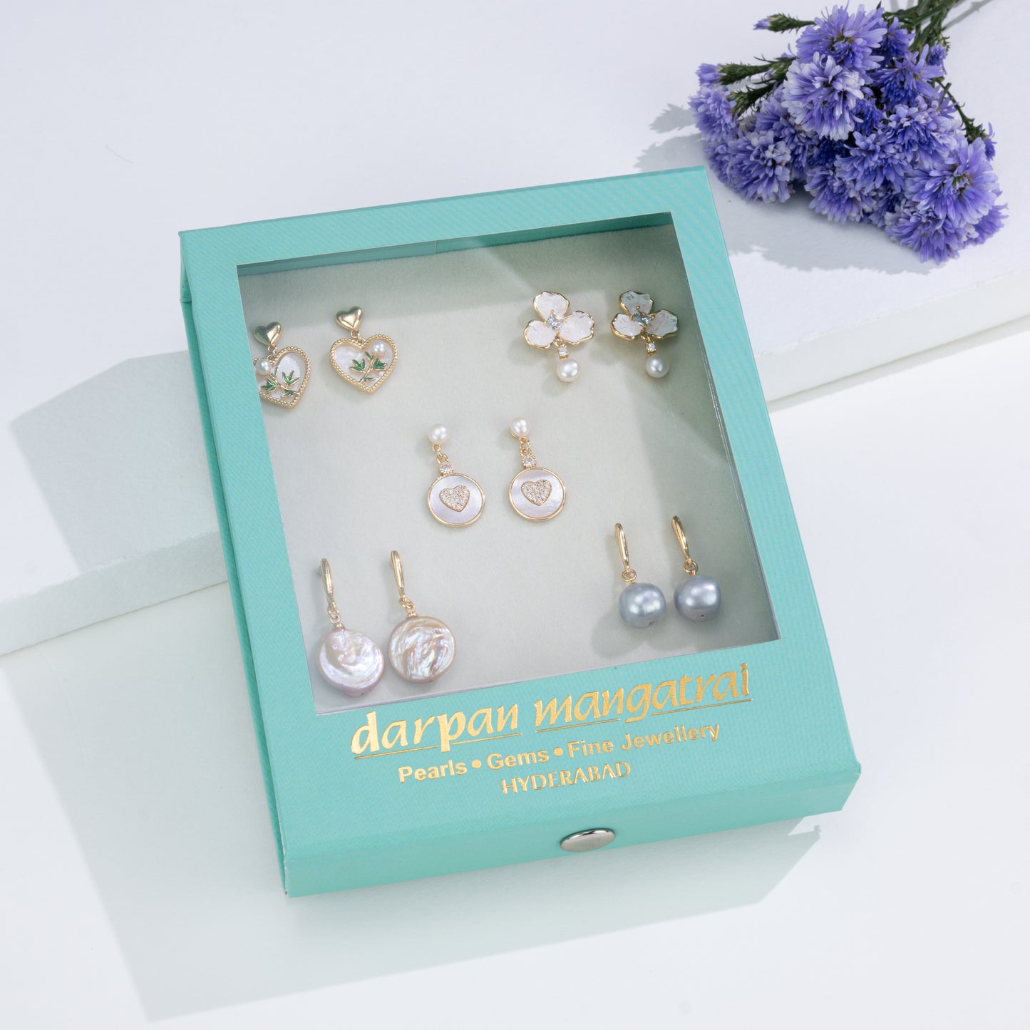Elegant Freshwater Pearl Earrings Gift Box