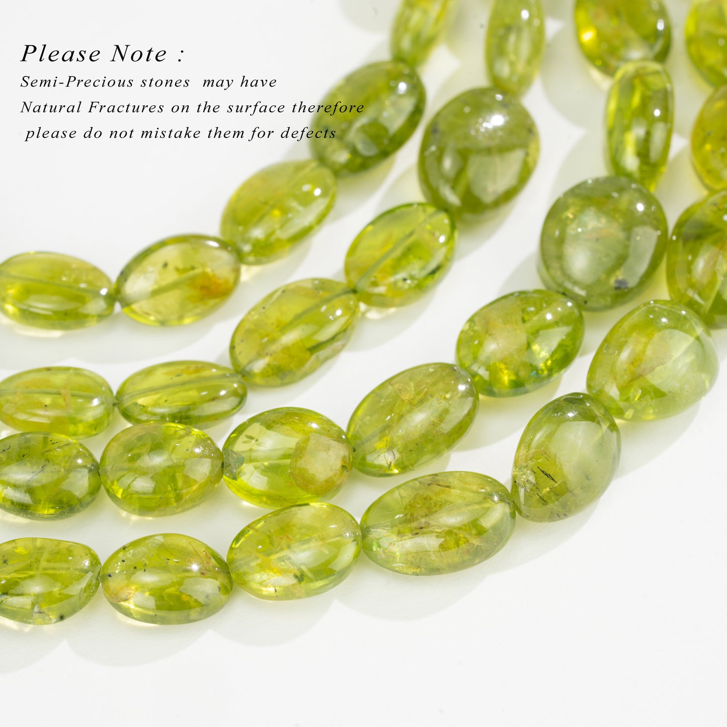 Premium Natural Peridot Oval Beads Necklace