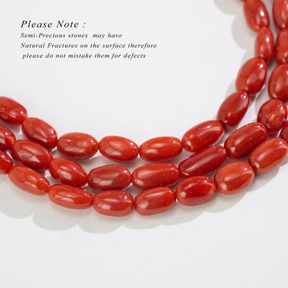 Traditional Natural Red Coral Oval Beads Neacklace