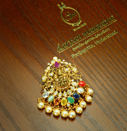 Colorful Gold Navratan Stone Locket
