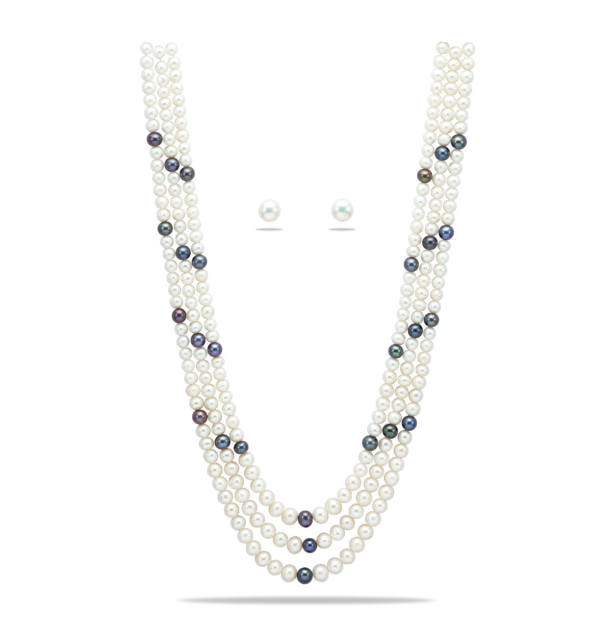 6.0-7.0mm Multicolor Near Round Freshwater Pearl Necklace Set - A Quality