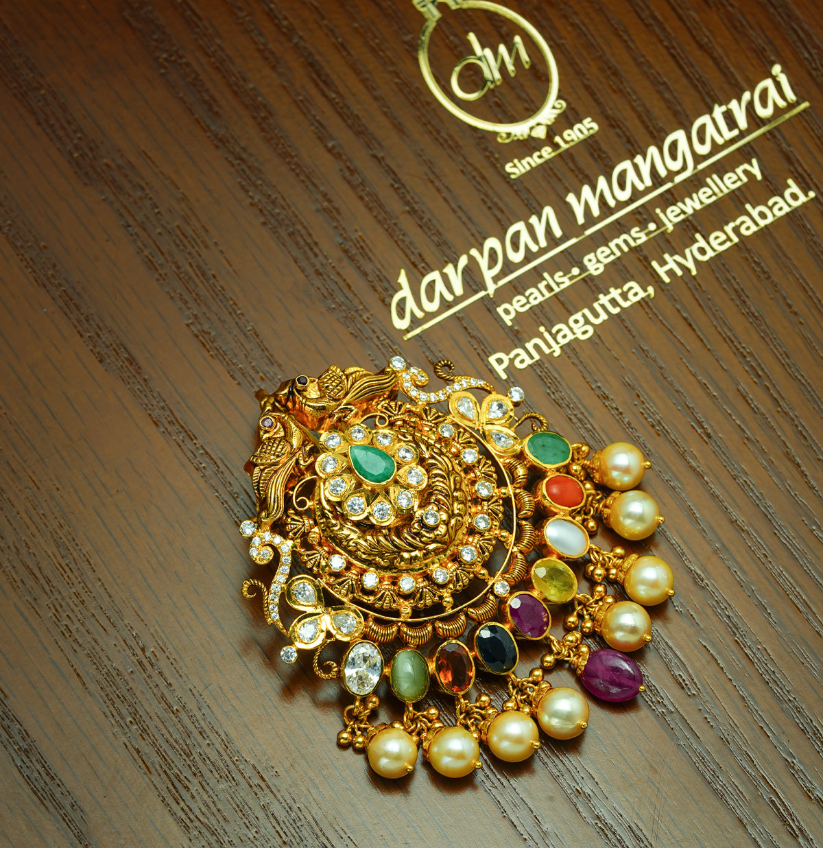 Superior Gold Navaratna Stone Locket