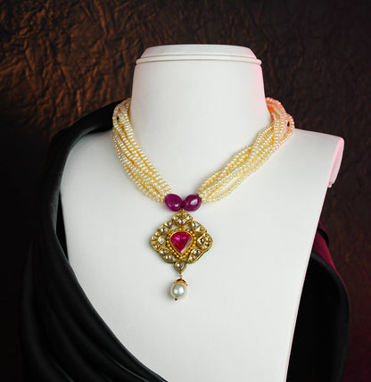 Imperial Ruby Pearl Necklace