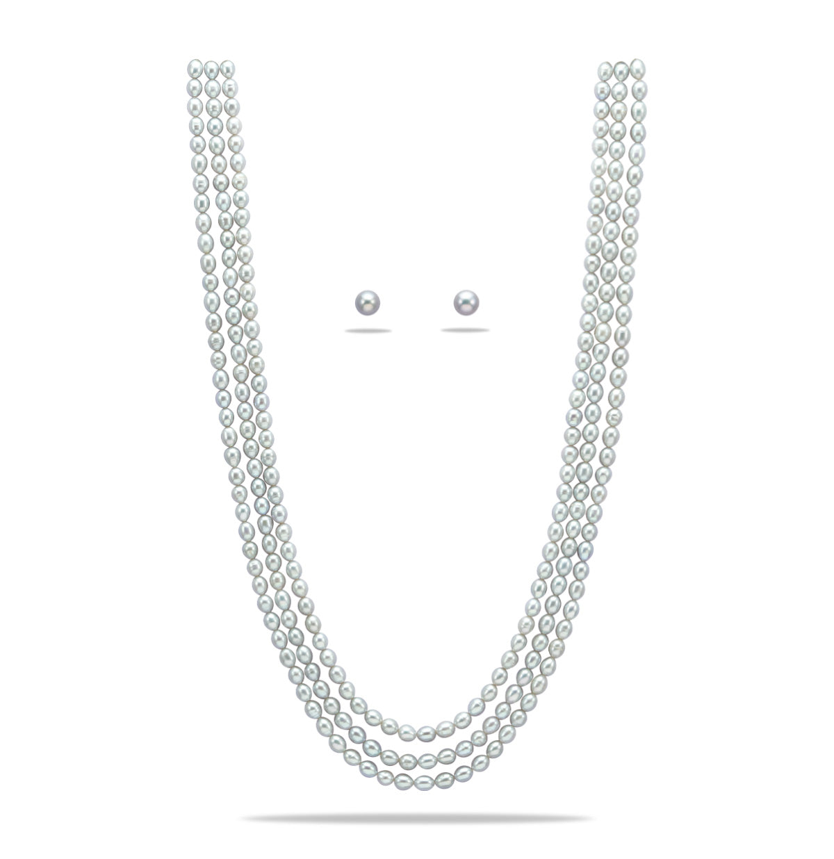 6.0-7.0mm Grey Drop Freshwater Pearl Necklace Set - A Quality