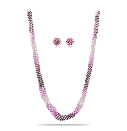 Natural Shaded Ruby and  1.0-2.0mm Seed Freshwater Pearls Necklace Set - AAA Quality