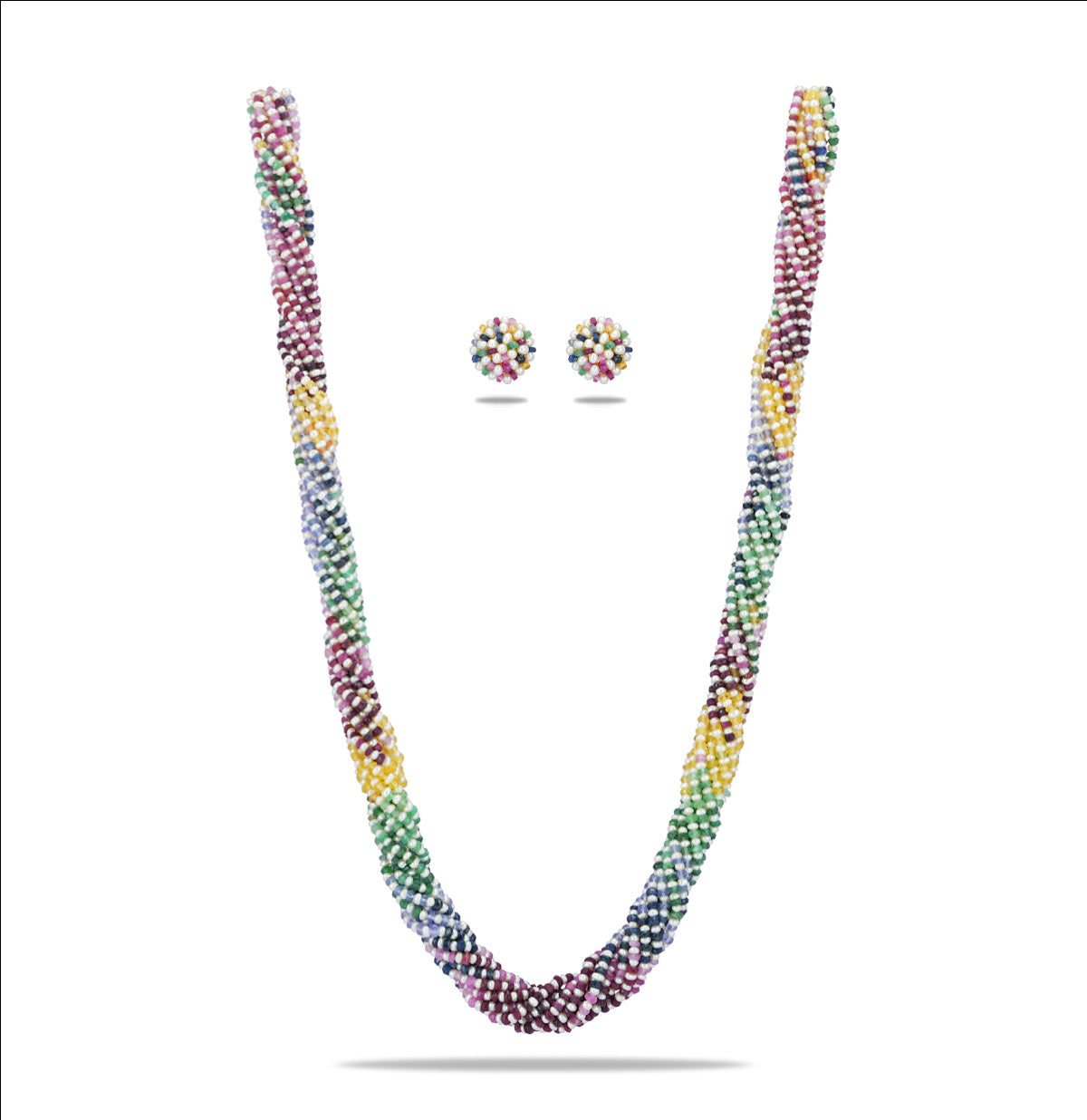 Natural Rainbow and 1.0-2.0mm Seed Freshwater Pearls Necklace Set - AAA Quality