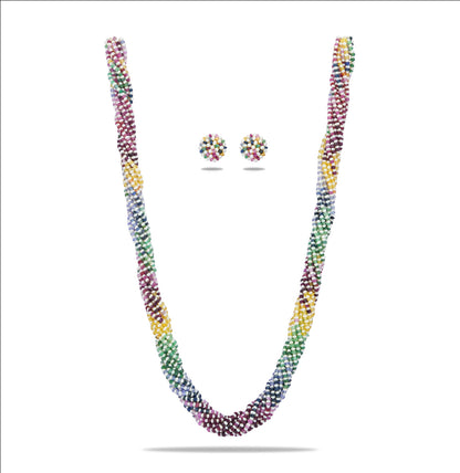 Natural Rainbow and 1.0-2.0mm Seed Freshwater Pearls Necklace Set - AAA Quality