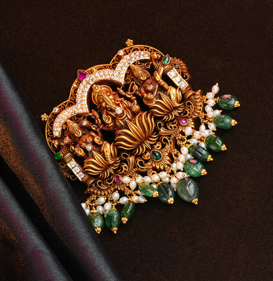 Blessed lord Ganesh Laxmi Saraswathi Gold Locket