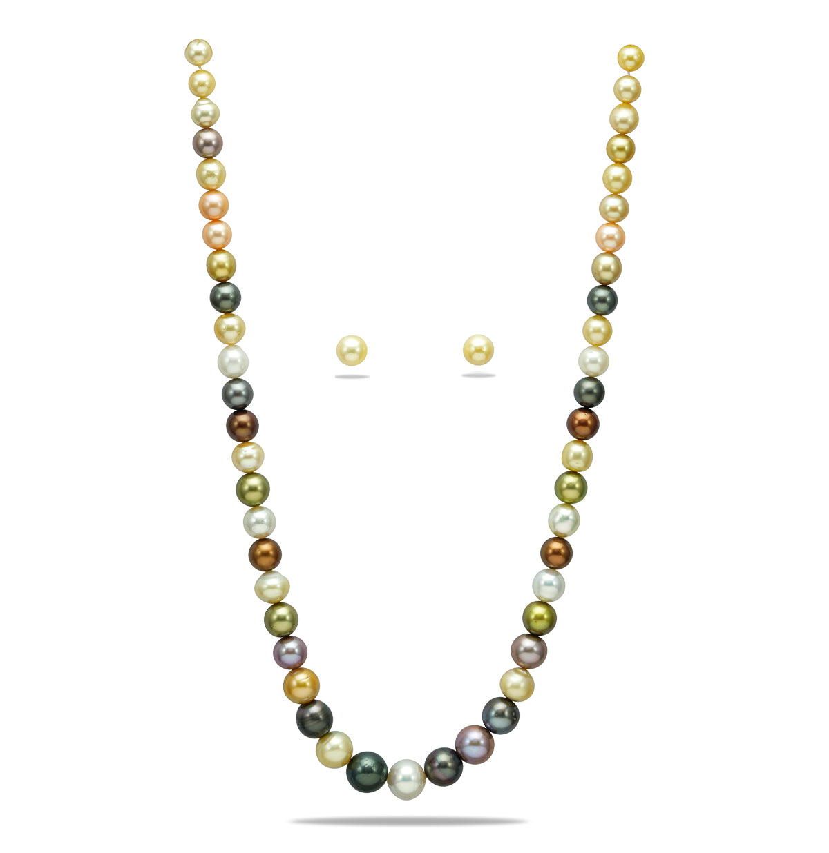 8.0-14.0mm Superior Multicolor South Sea Pearl Necklace Set -A Quality
