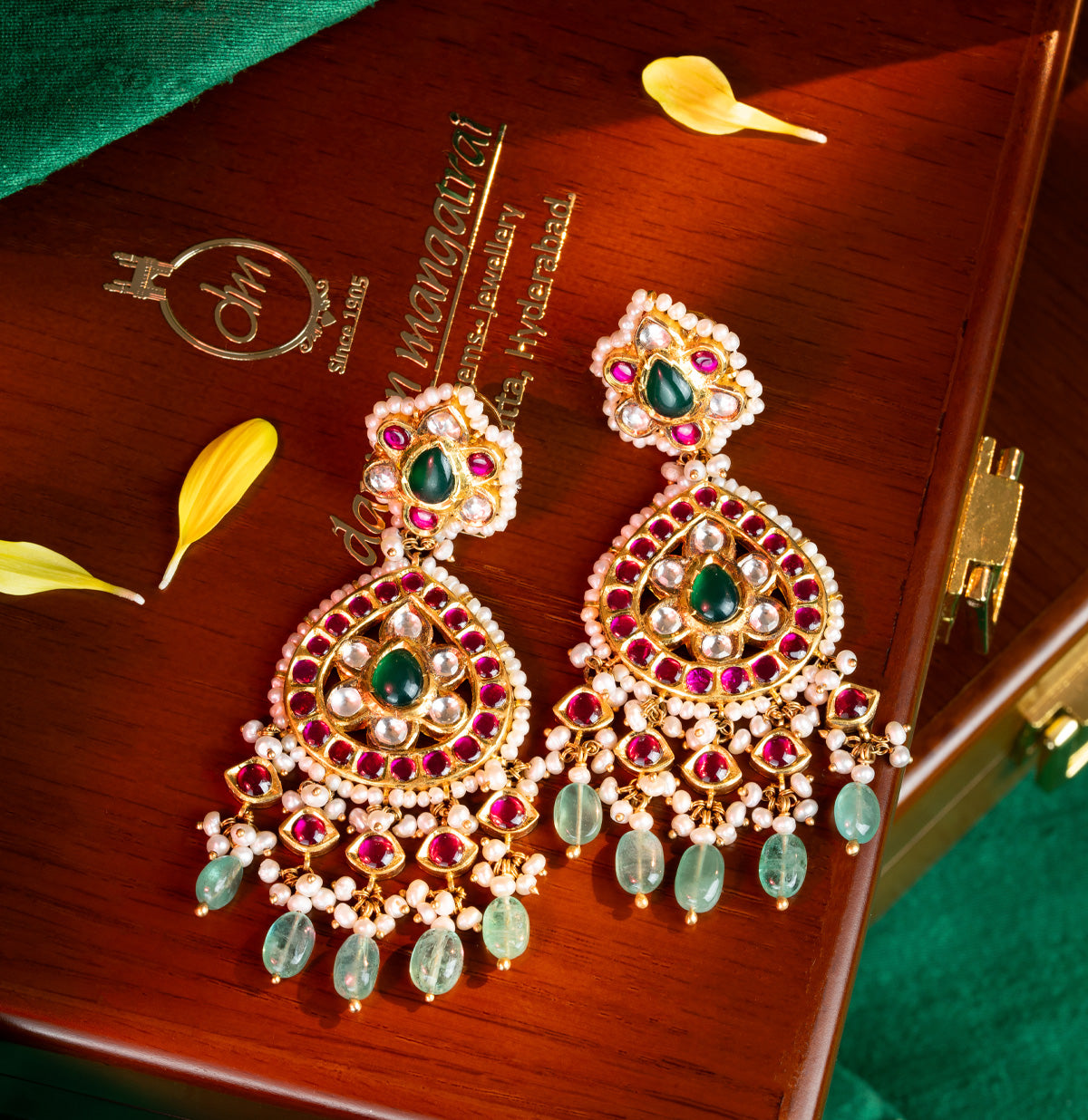 Artisanal Gold Ruby Emerald Kundan Earring