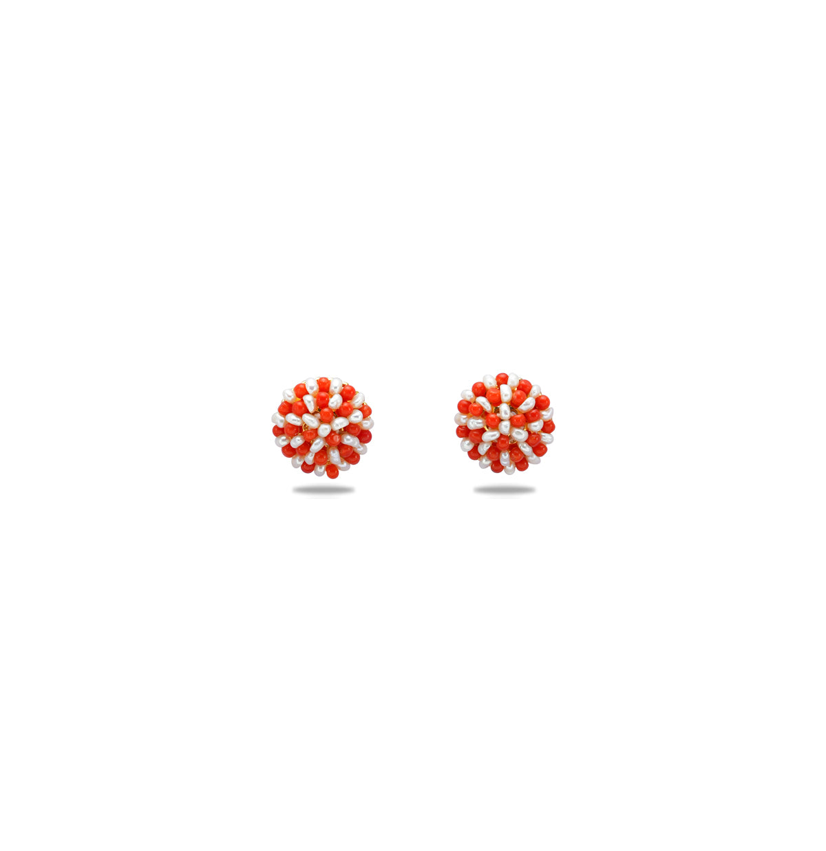 Exotic Coral Seed White Freshwater Pearl Stud Earrings