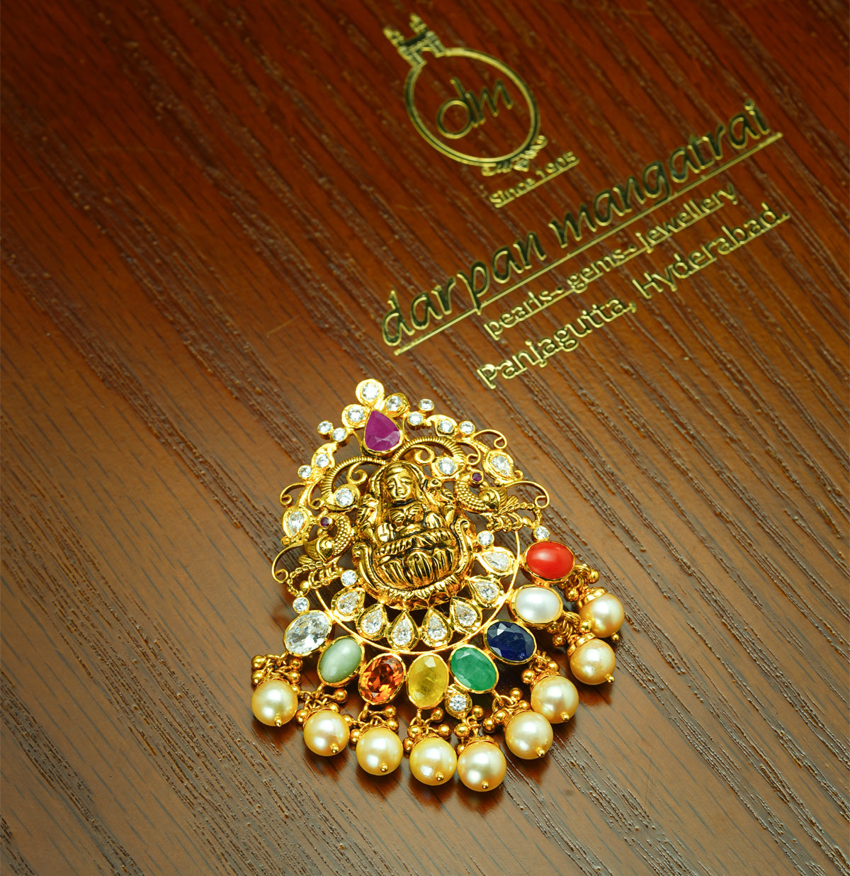 Colorful Gold Navratan Stone Locket
