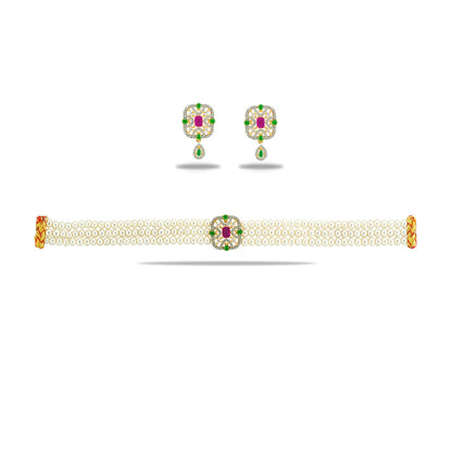 Effervescent Red Green Multicolor Freshwater Pearl Choker Set