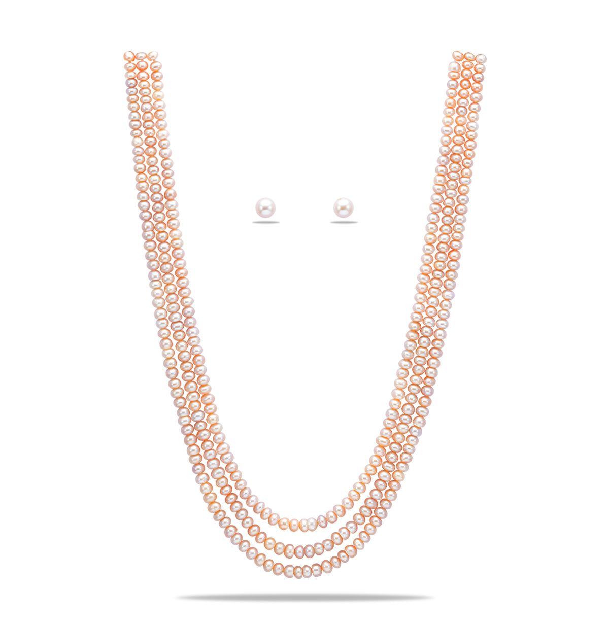 4.0-5.0mm Pink Button Freshwater Pearl Necklace Set - A Quality