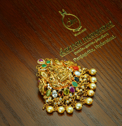 Dramatic Gold Navaratna Stone Locket