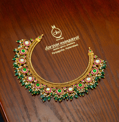Aesthetic Gold Ruby Emerald Stone Necklace