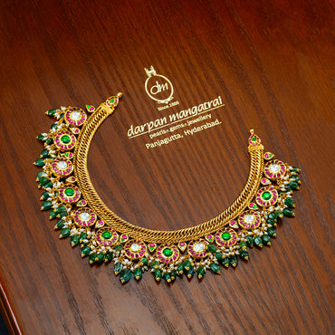 Aesthetic Gold Ruby Emerald Stone Necklace