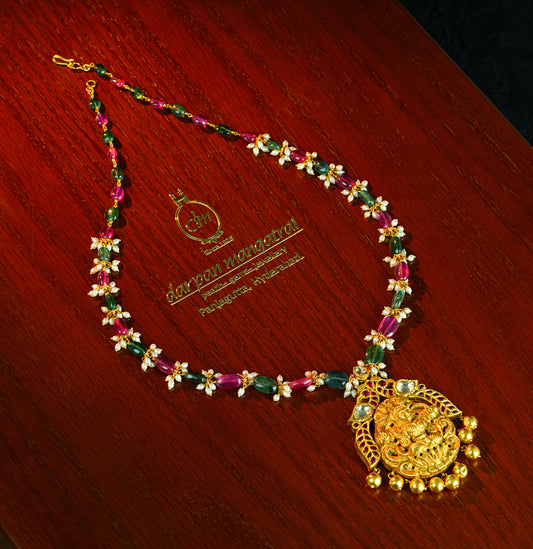 Artistic Ruby Emerald And Pearl Gold Locket