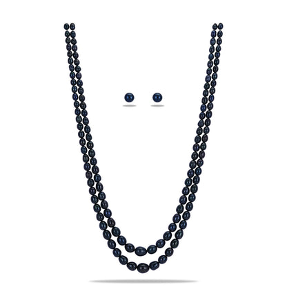Grading Black Drop Freshwater Pearl Necklace Set - A Quality