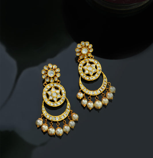 Charming Polki Kundan Chand Bali