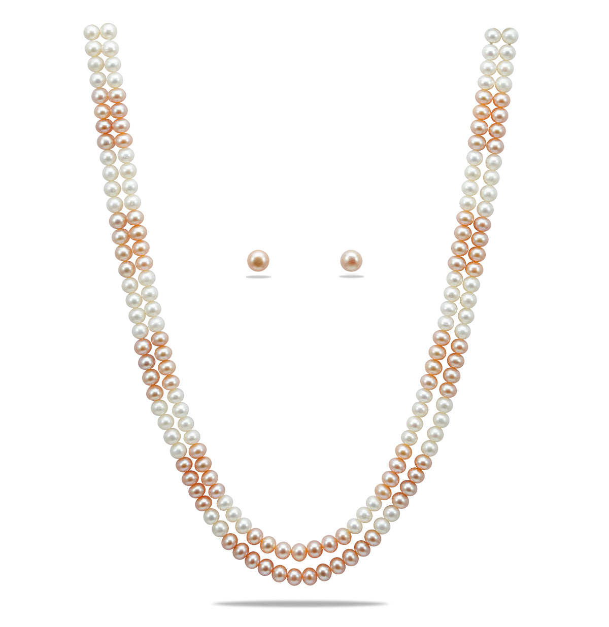 6.0-7.0mm Multicolor Near Round Freshwater Pearl Necklace Set - AA Quality