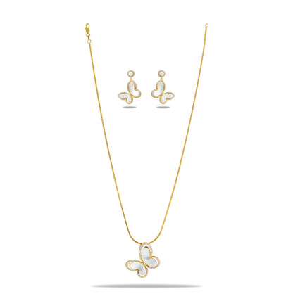 Subtle Butterfly Pearl Necklace Set