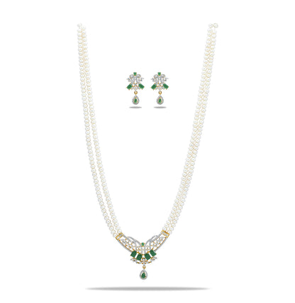 Artistic Green Stone Freshwater Pearl Set