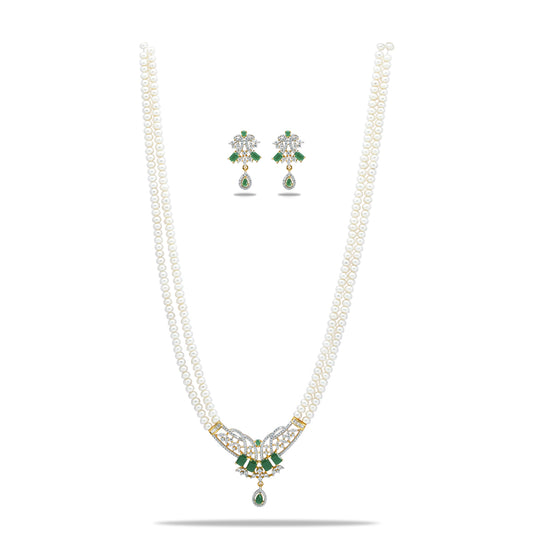 Artistic Green Stone Freshwater Pearl Set
