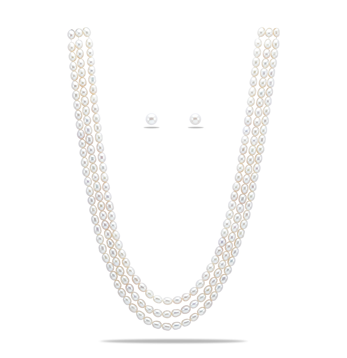7.0-8.0mm White Drop Freshwater Pearl Necklace Set - A Quality