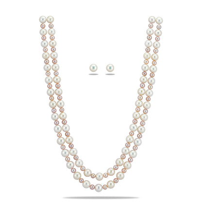 9.0-10.0mm Multicolor Near Round Freshwater Pearl Necklace Set - AA Quality