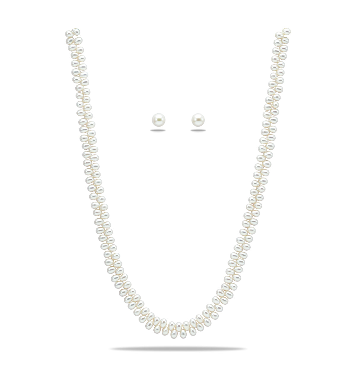 4.0-5.0 White Fancy Freshwater Pearl Necklace Set - AA Quality