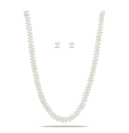 4.0-5.0 White Fancy Freshwater Pearl Necklace Set - AA Quality