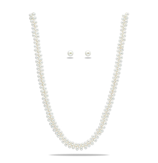 4.0-5.0 White Fancy Freshwater Pearl Necklace Set - AA Quality