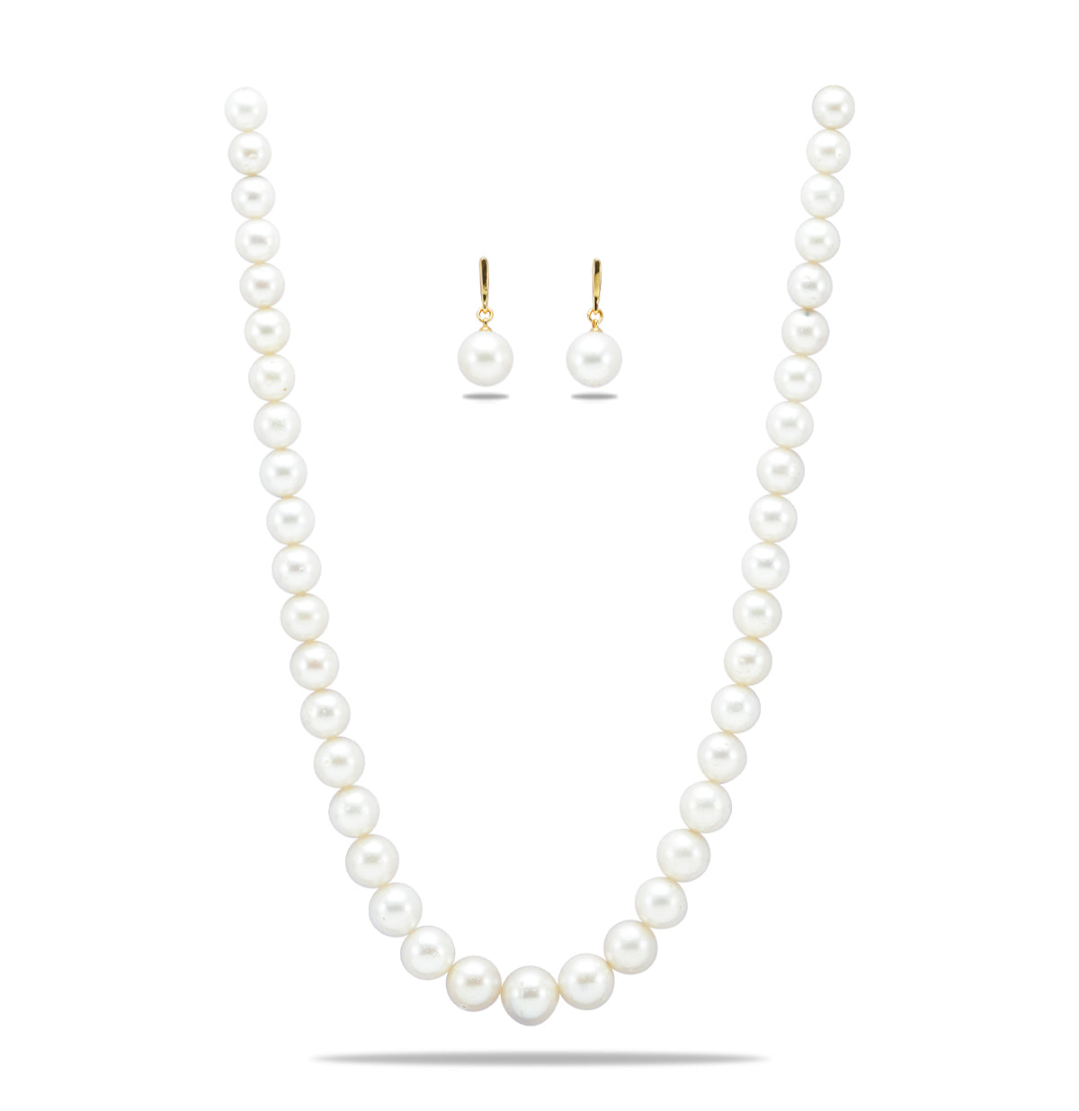 10.0-11.0mm White Near Round South Sea Pearls Necklace Set - A Quality