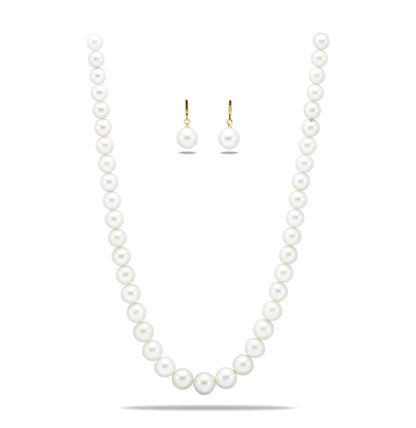 10.0-11.0mm White Near Round South Sea Pearls Necklace Set - A Quality